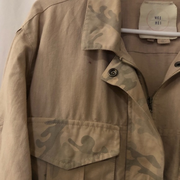 ANTHROPOLOGIE HEI HEI Roman Linen Blend Camo Jacket Size S - Picture 8 of 12